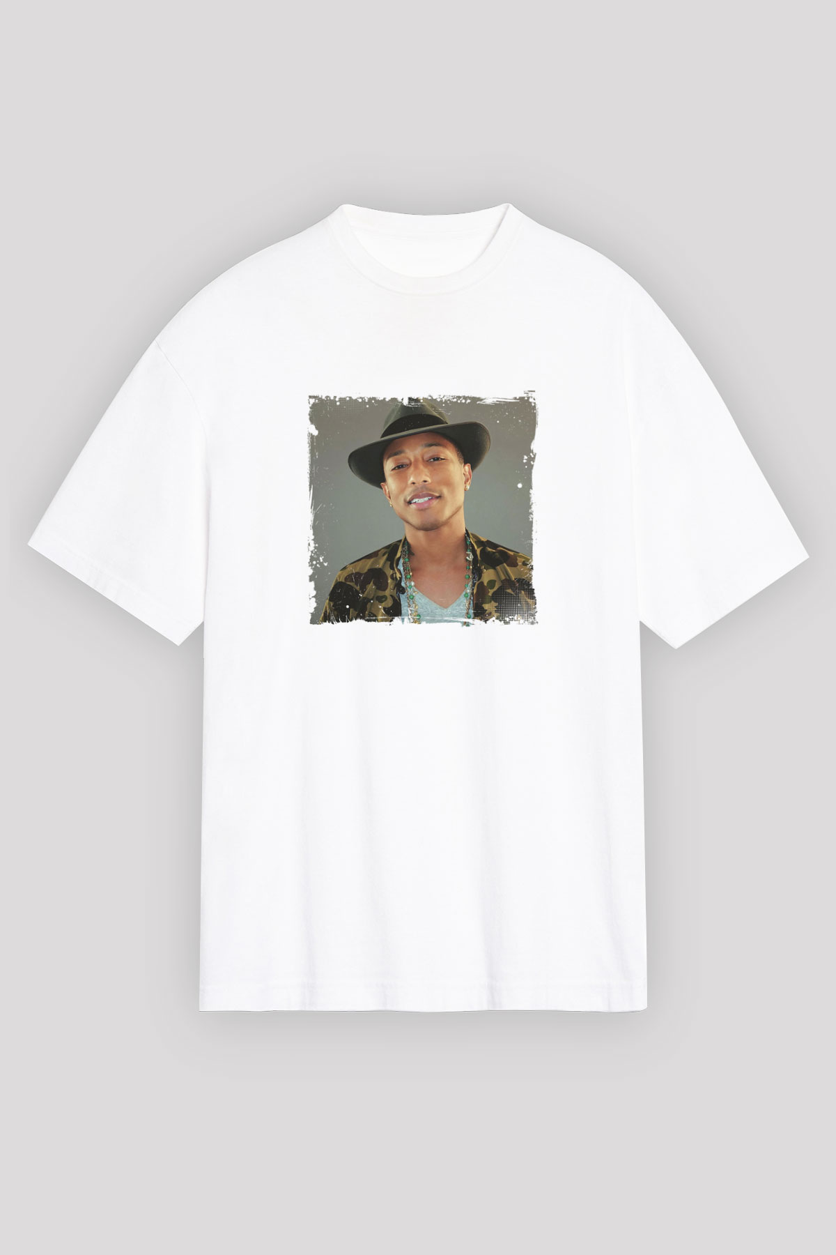 Pharrell Williams Baskılı Unisex Beyaz Tişört