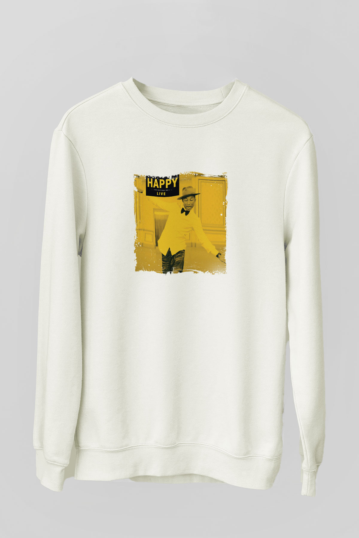 Pharrell Williams Baskılı Unisex Beyaz Sweatshirt