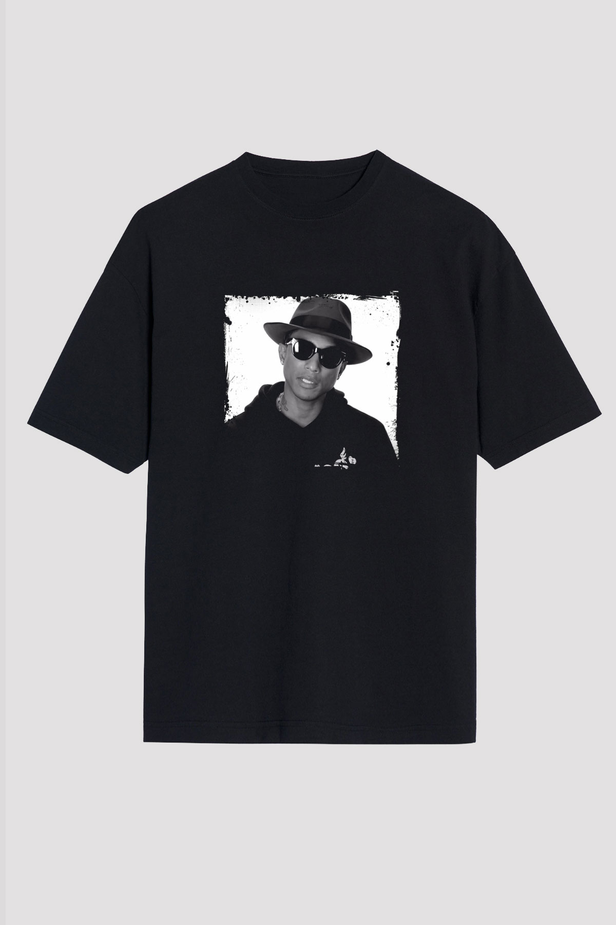Pharrell Williams Baskılı Unisex Oversize Siyah Tişört