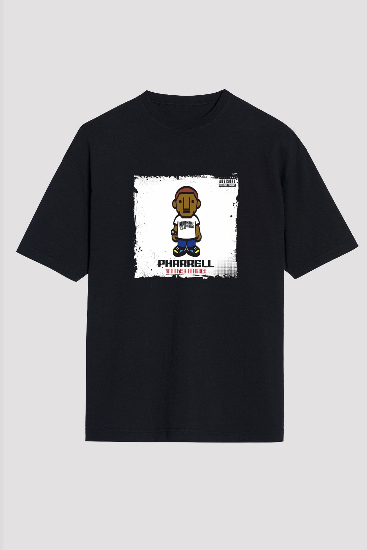 Pharrell Williams Baskılı Unisex Oversize Siyah Tişört