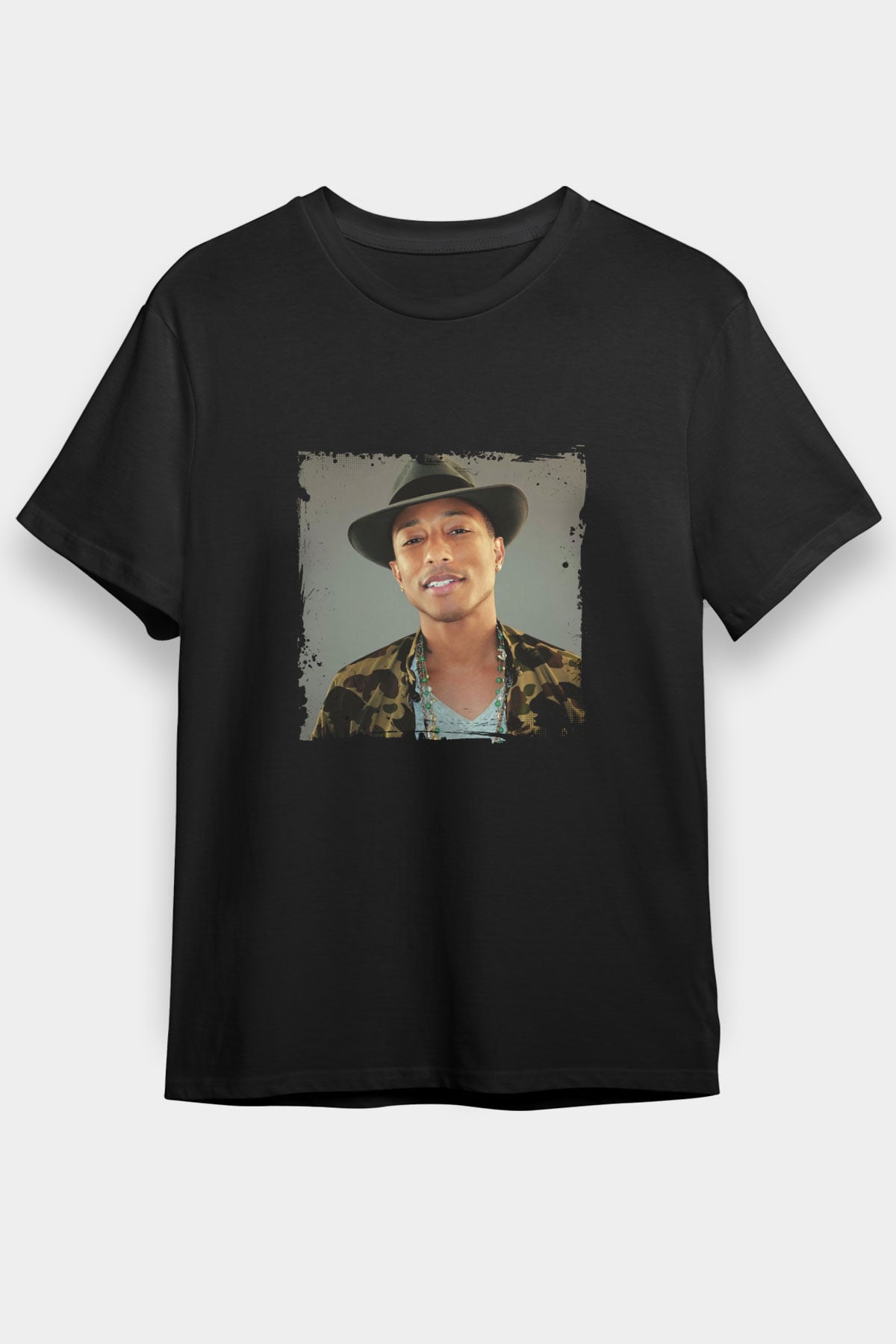 Pharrell Williams Baskılı Unisex Siyah Tişört