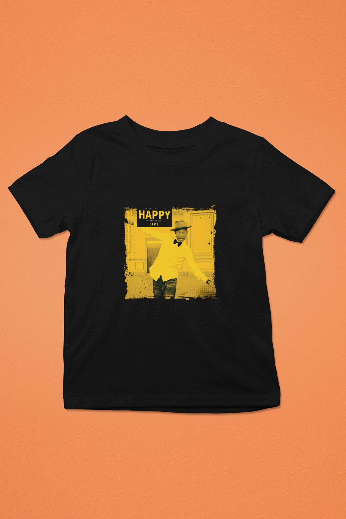Pharrell Williams Baskılı Unisex Siyah Çocuk Tişört