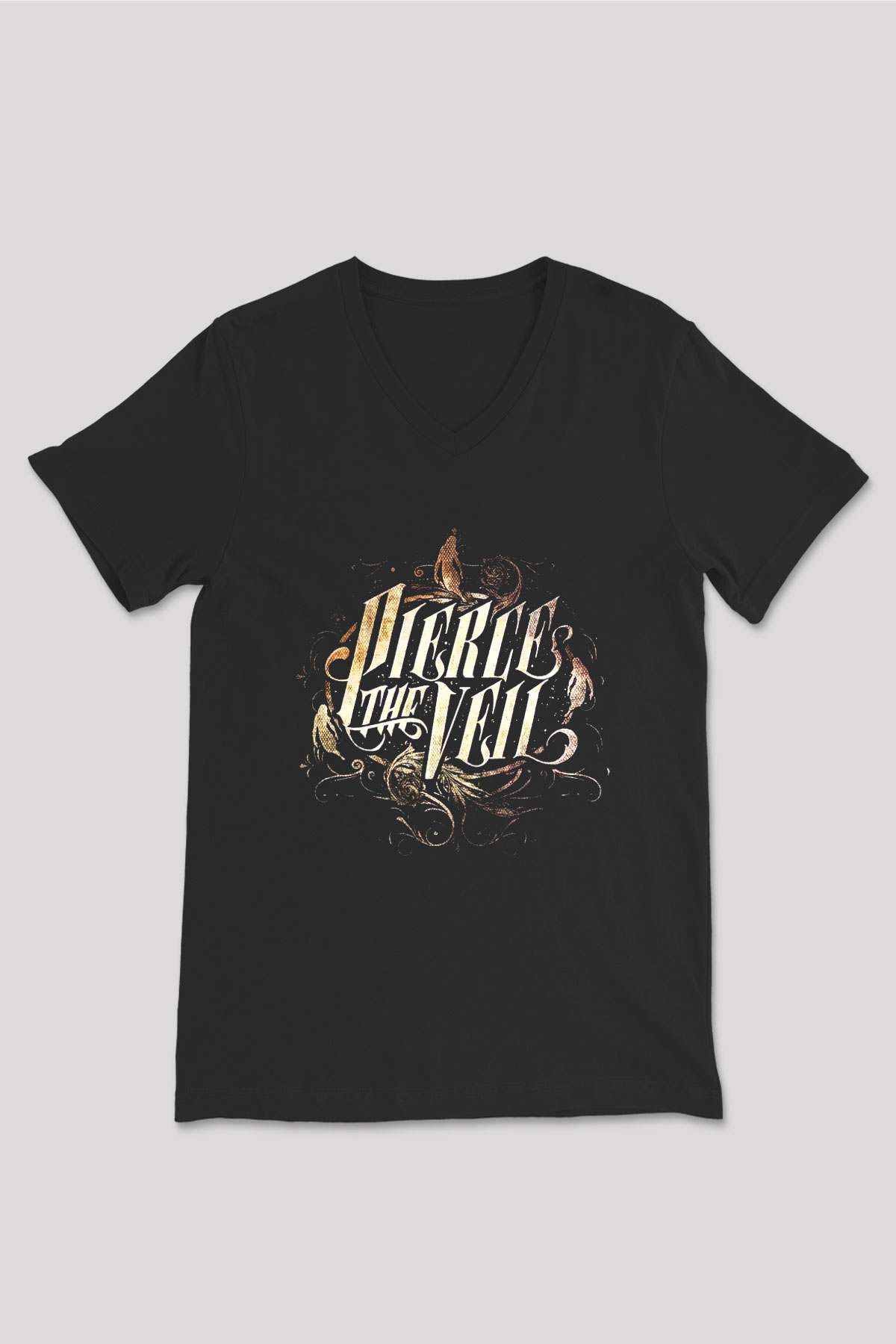 Pierce the Veil Siyah Unisex V Yaka Tişört T-Shirt