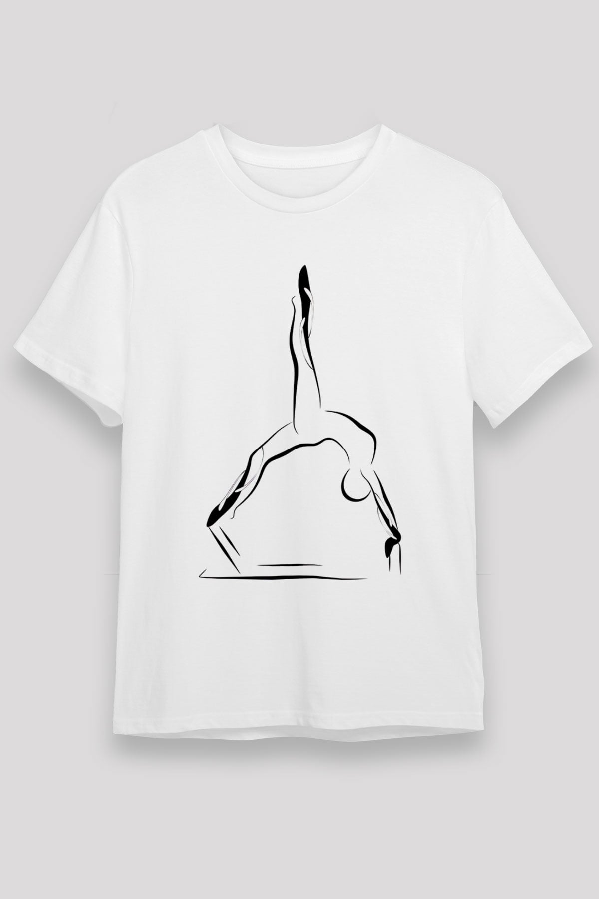 Pilates Baskılı Unisex Beyaz Tişört - Tshirt