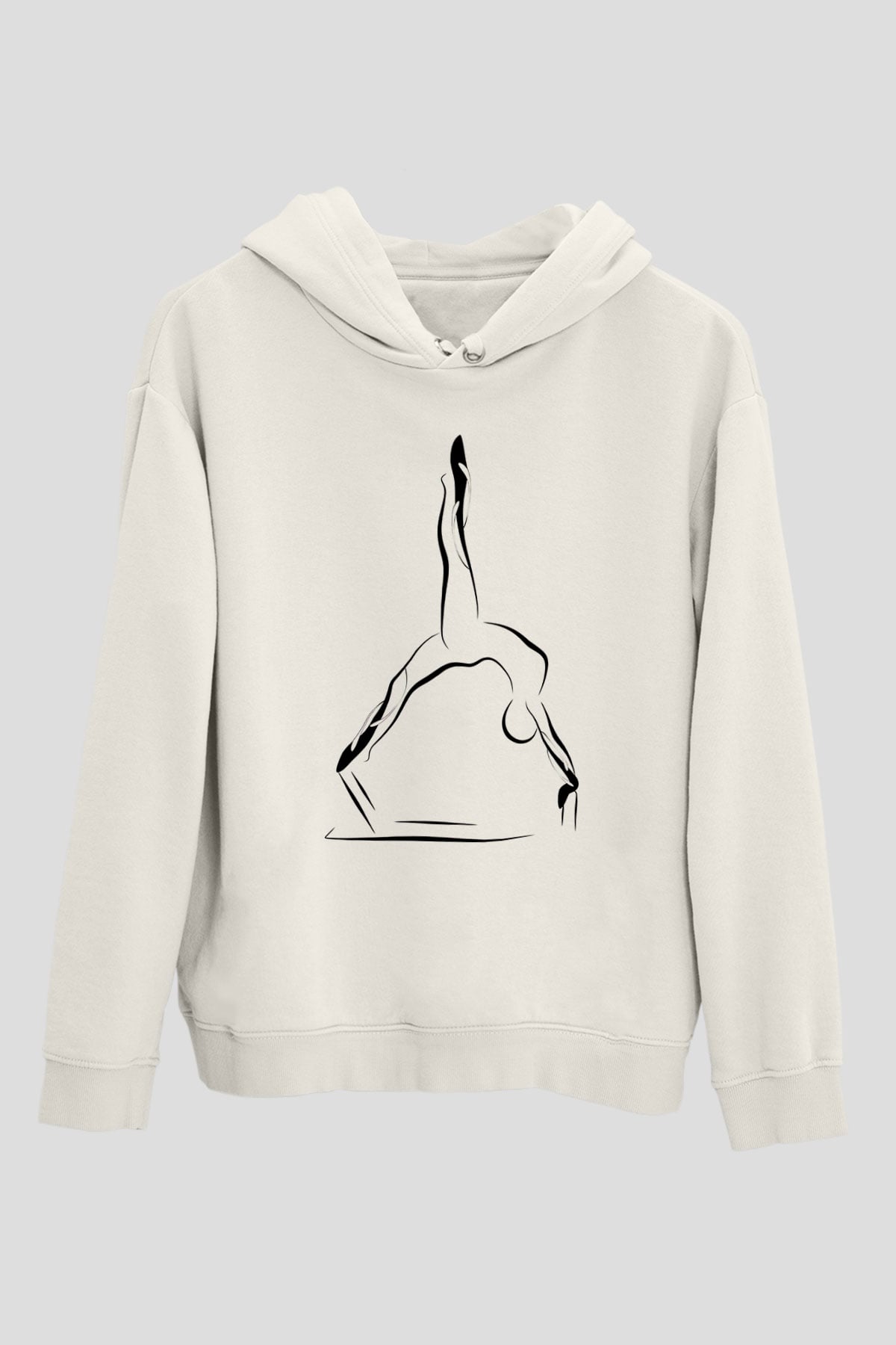 Pilates Baskılı Unisex Ekru Hoodie