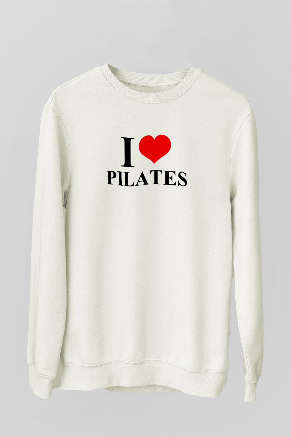 Pilates Baskılı Unisex Ekru Sweatshirt