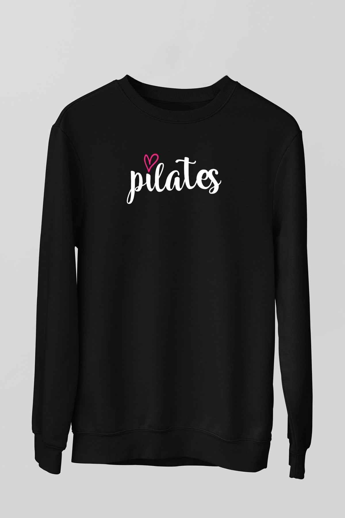 Pilates Baskılı Unisex Siyah Sweatshirt
