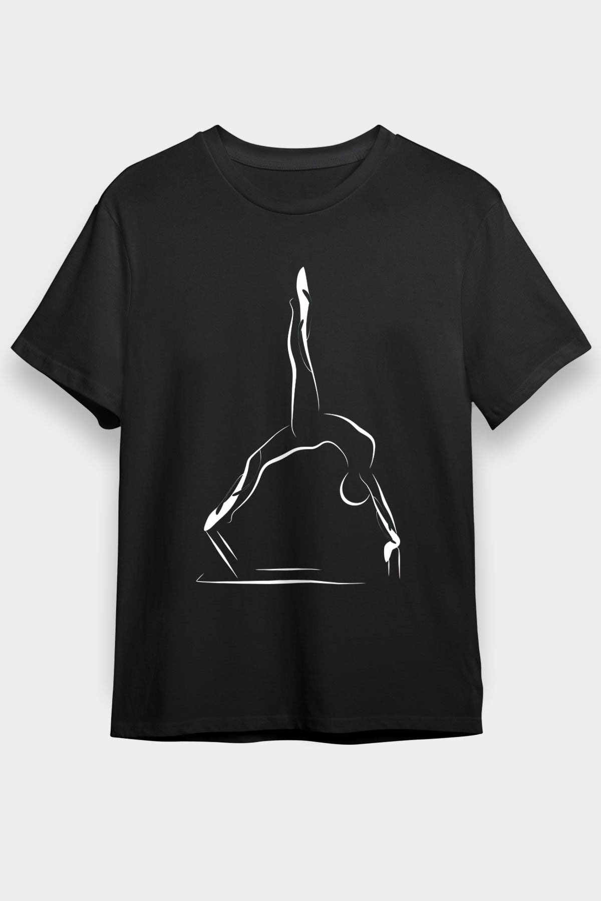 Pilates Baskılı Unisex Siyah Tişört - Tshirt