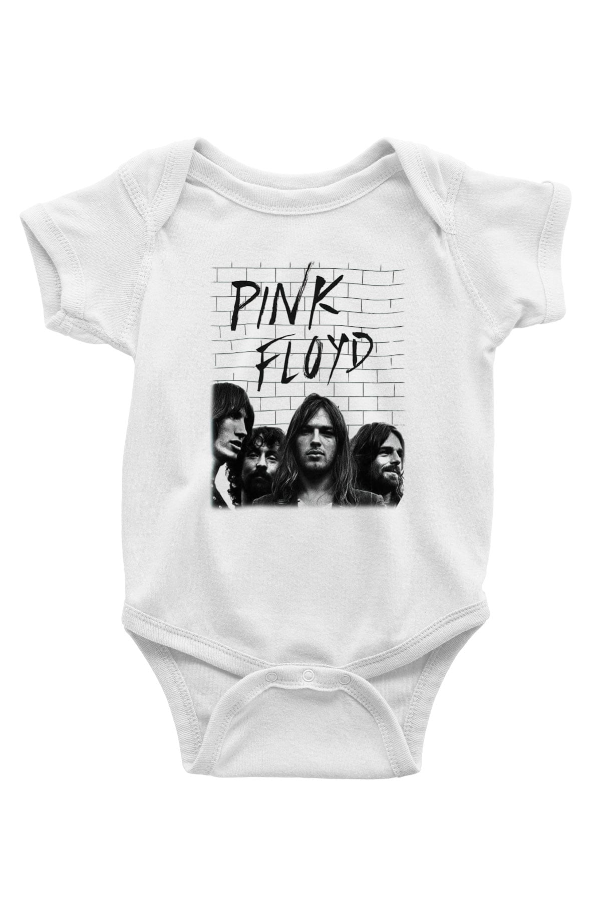 Pink Floyd Baskılı Beyaz Unisex Bebek Body - Zıbın
