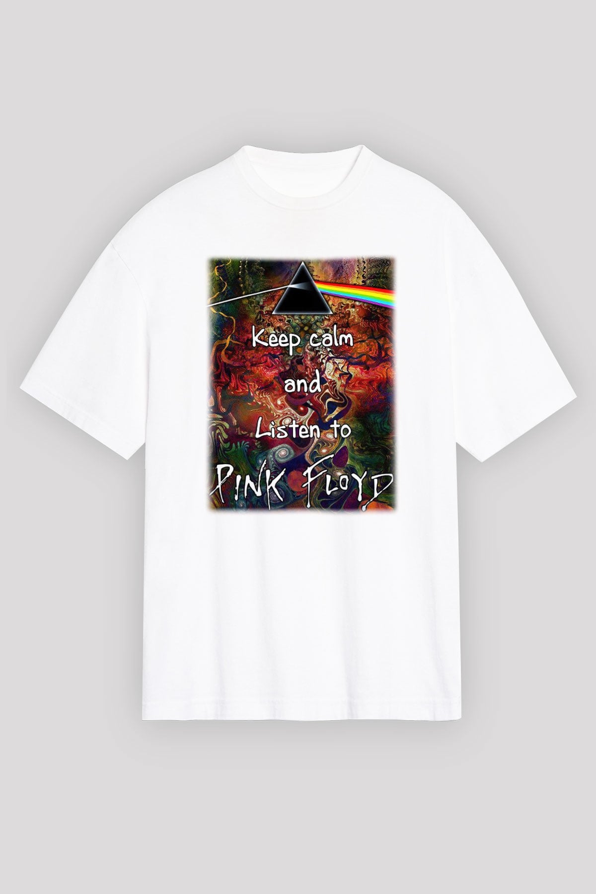 Pink Floyd Beyaz Unisex Oversize Tişört T-Shirt