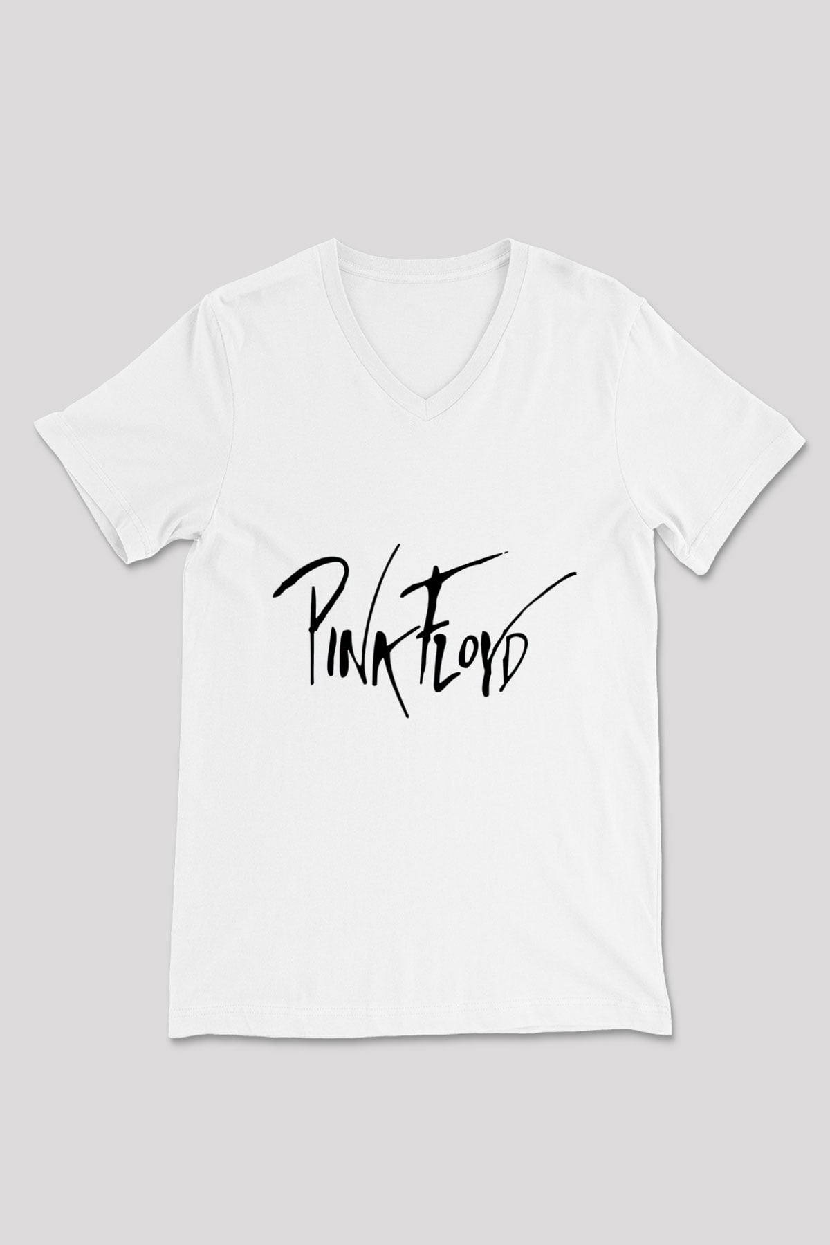 Pink Floyd Beyaz Unisex V Yaka Tişört T-Shirt