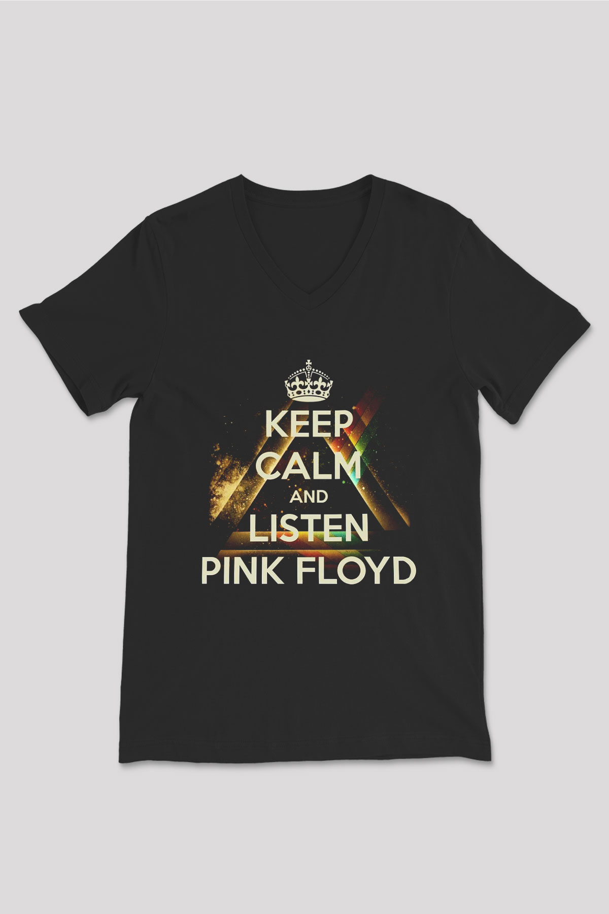 Pink Floyd Keep Calm And Listen Siyah Unisex V Yaka Tişört T-Shirt