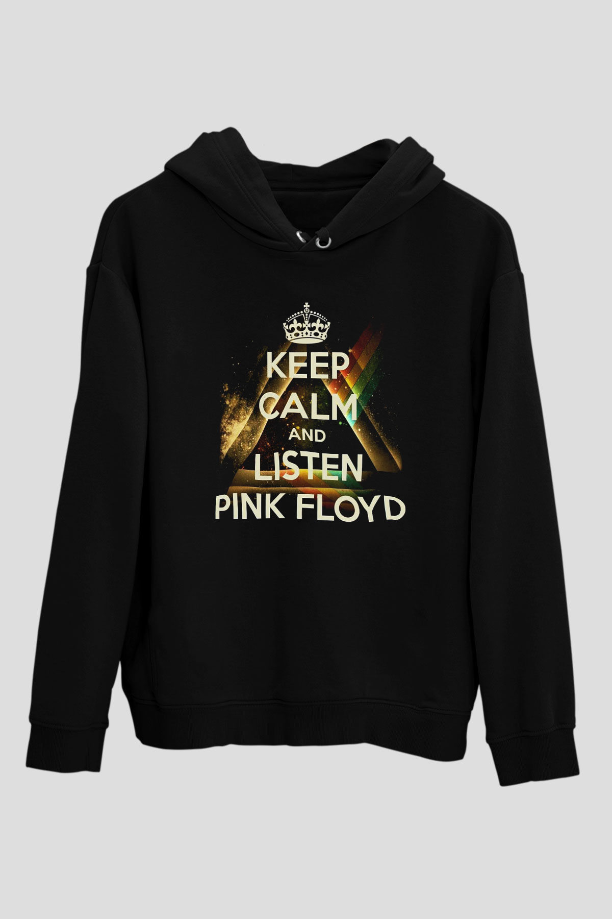 Pink Floyd Keep Calm And Listen Siyah Unisex Hoodie