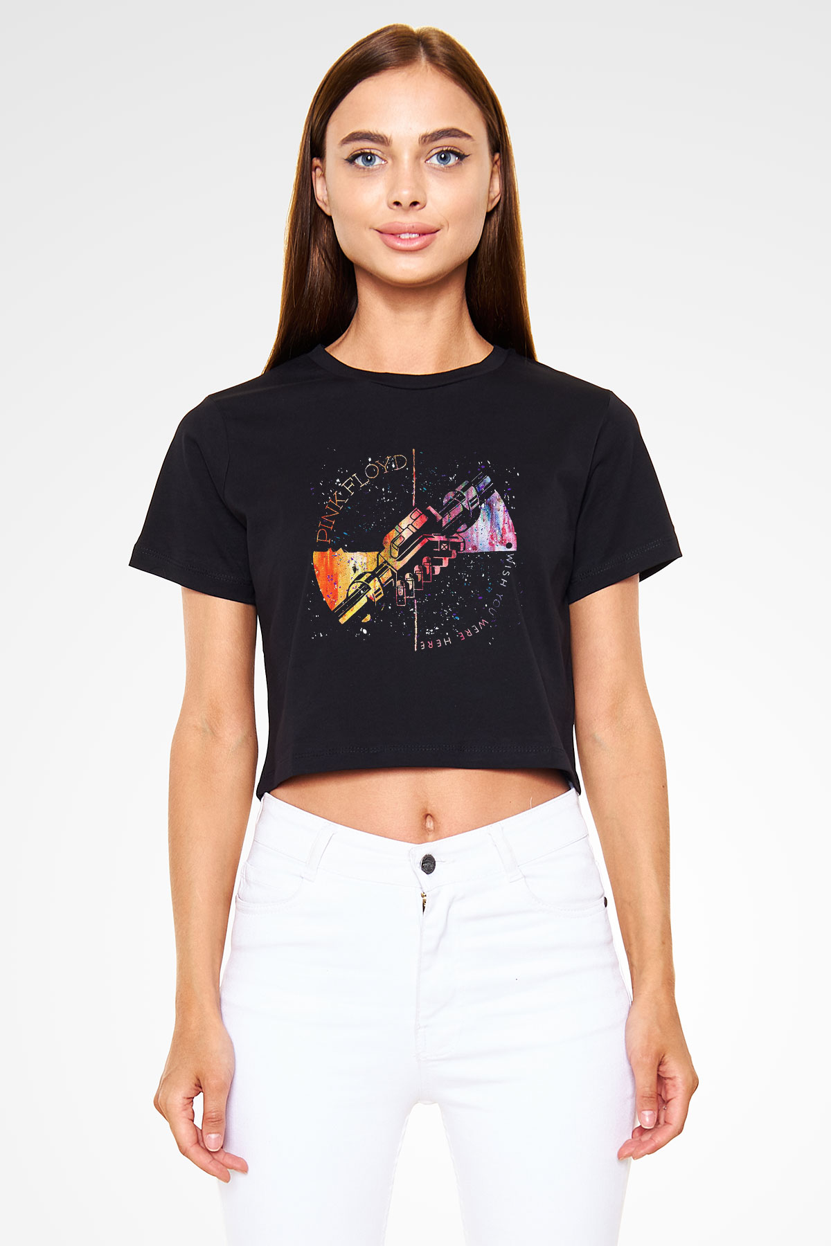 Pink Floyd Siyah Crop Top Tişört