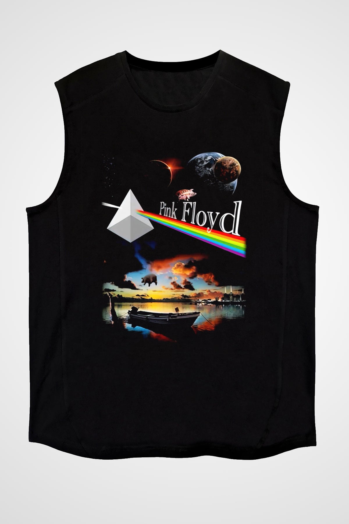 Pink Floyd Siyah Unisex Kolsuz Tişört