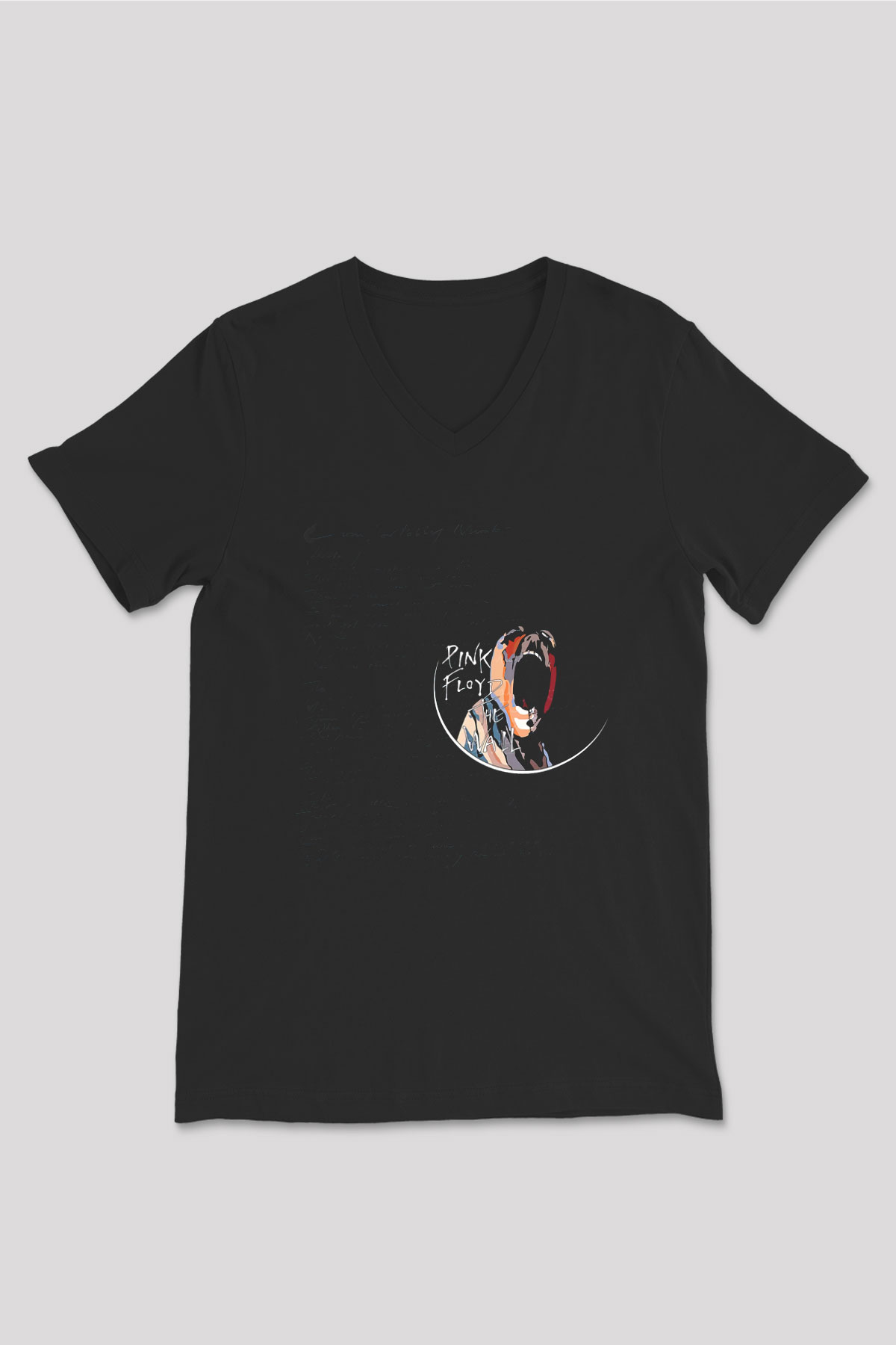 Pink Floyd Siyah Unisex V Yaka Tişört T-Shirt
