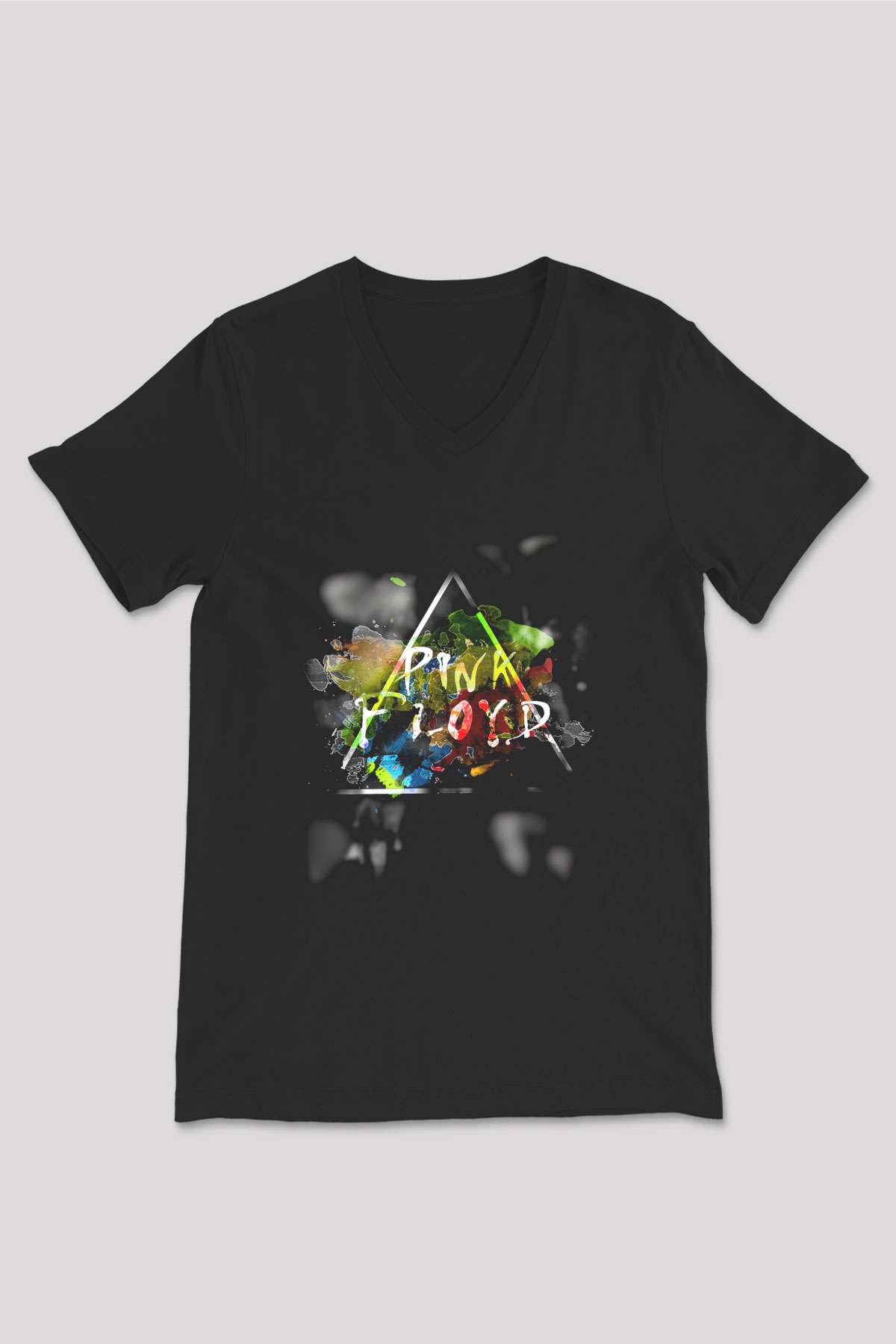 Pink Floyd Siyah Unisex V Yaka Tişört T-Shirt