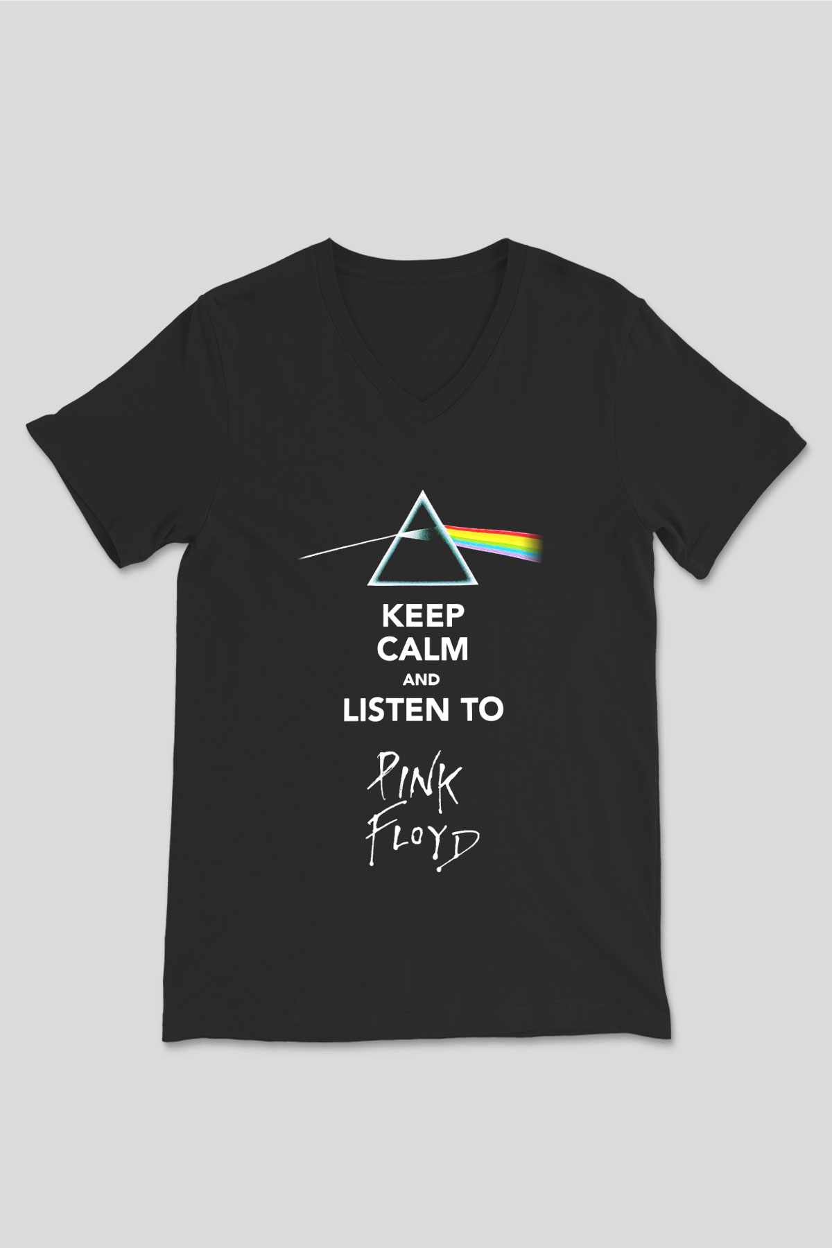 Pink Floyd Siyah Unisex V Yaka Tişört T-Shirt
