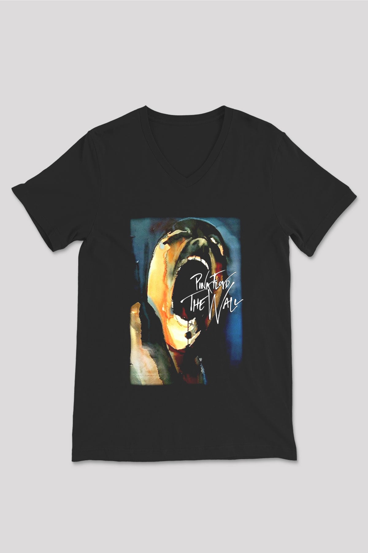 Pink Floyd Siyah Unisex V Yaka Tişört T-Shirt