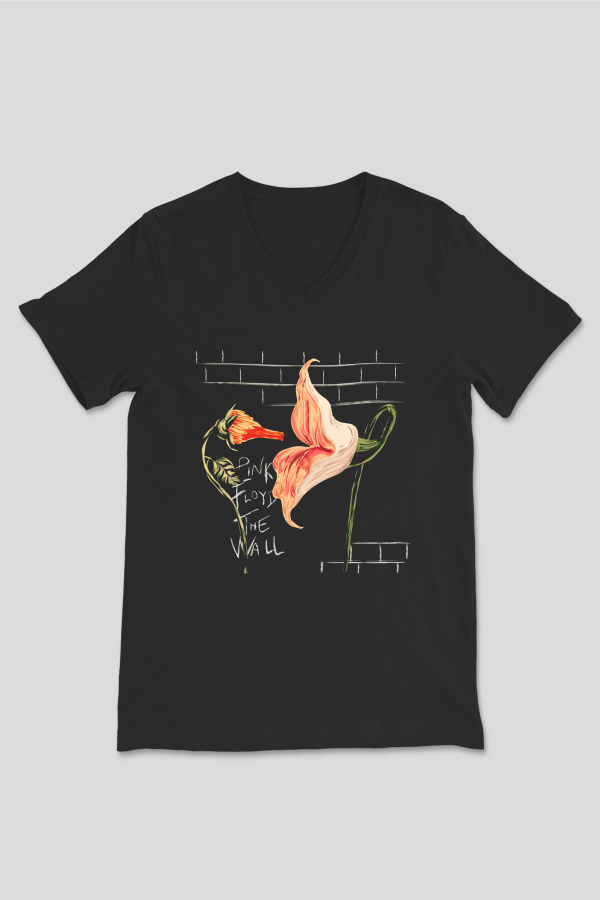 Pink Floyd Siyah Unisex V Yaka Tişört