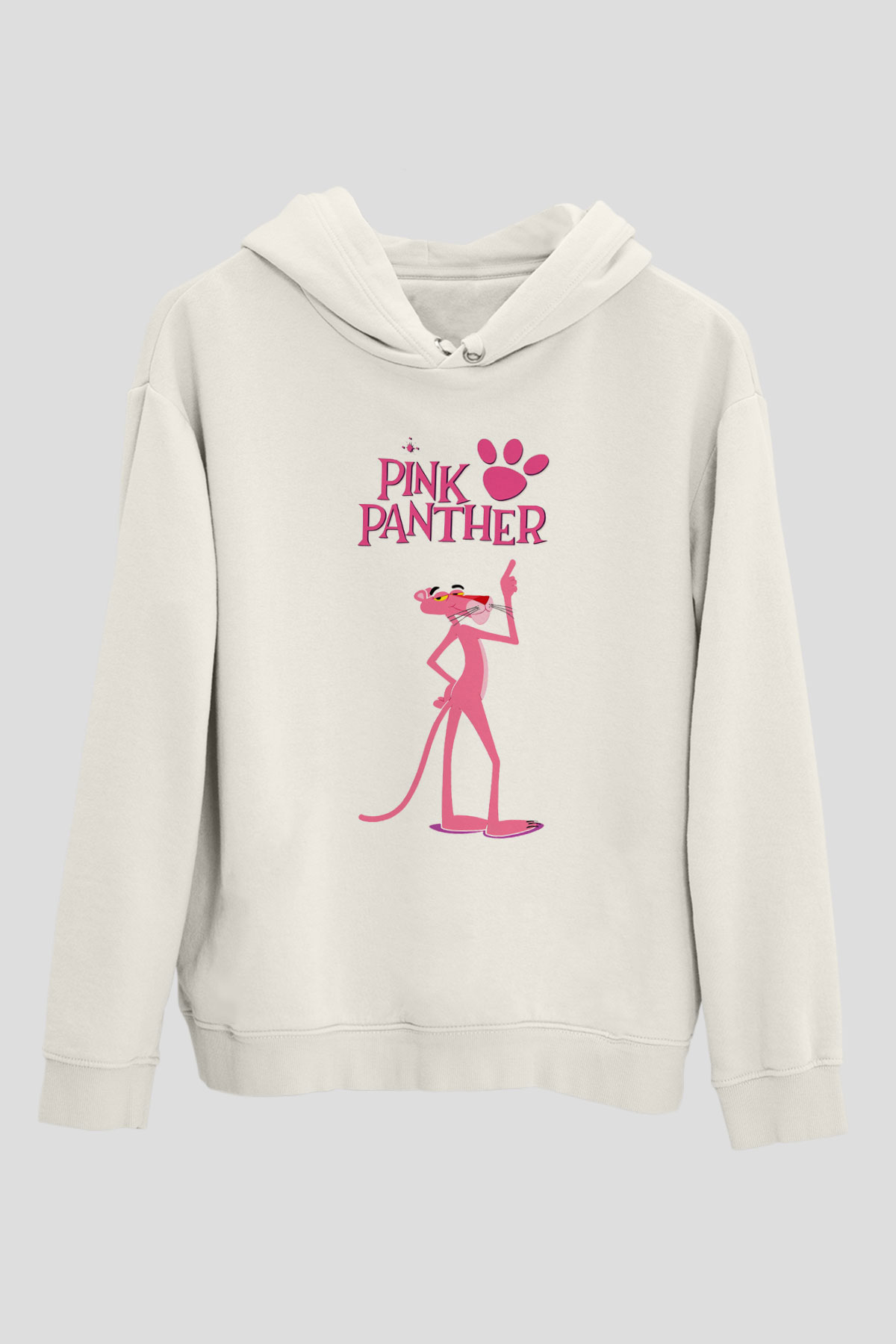Pink Panther Beyaz Unisex Kapşonlu Sweatshirt