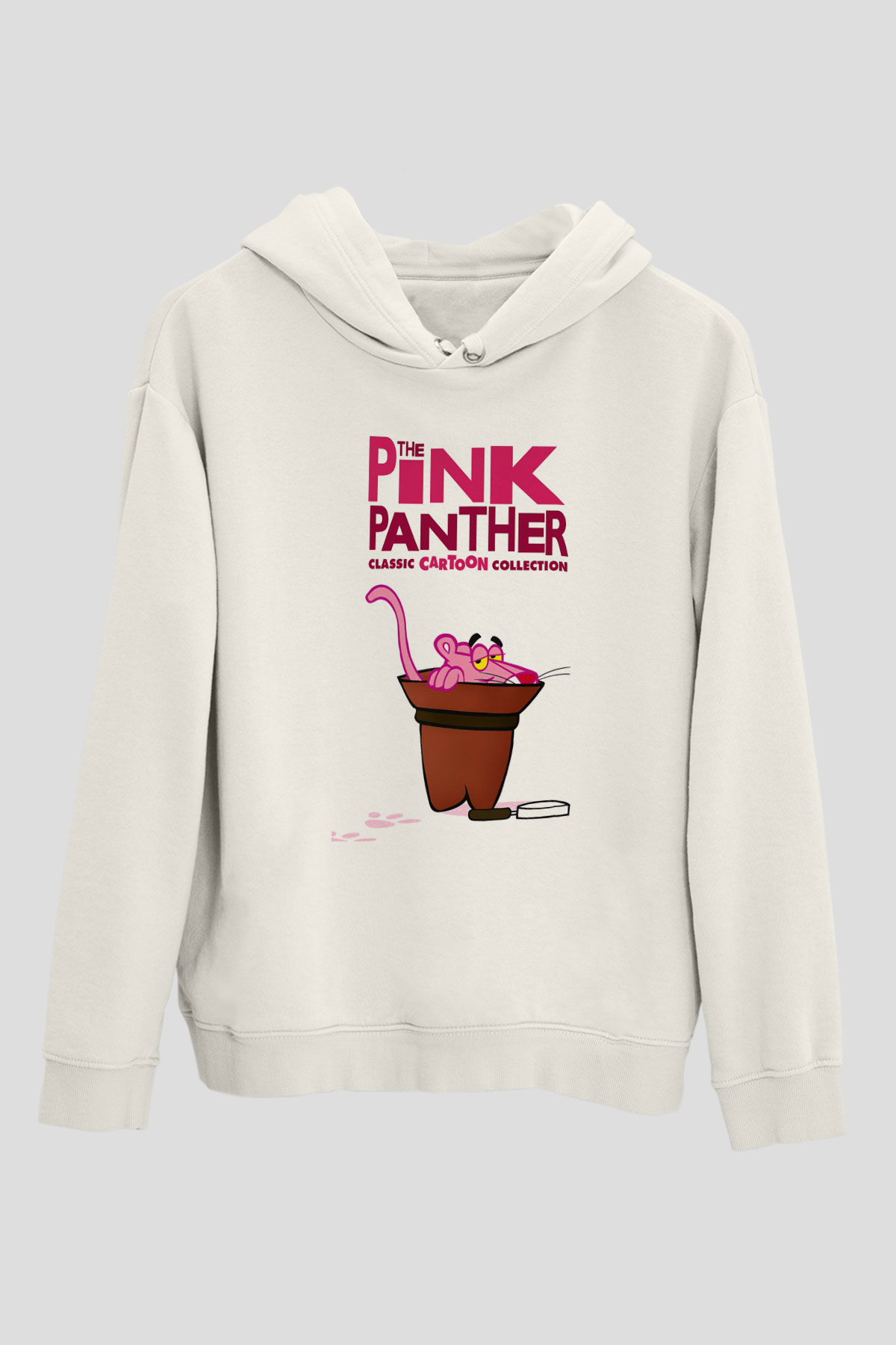 Pink Panther Beyaz Unisex Kapşonlu Sweatshirt