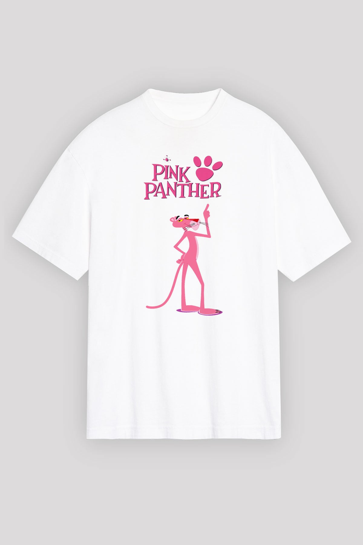 Pink Panther Beyaz Unisex Oversize Tişört