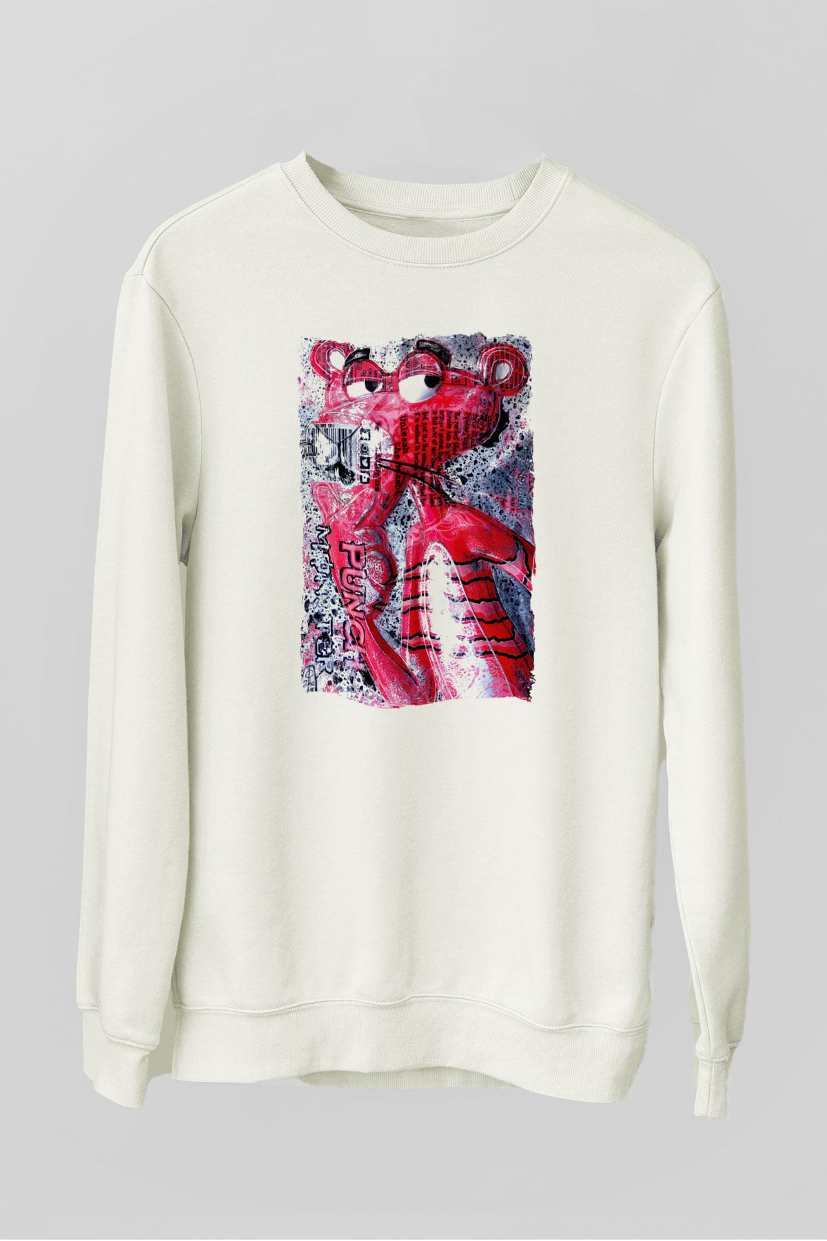 Pink Panther Beyaz Unisex  Sweatshirt