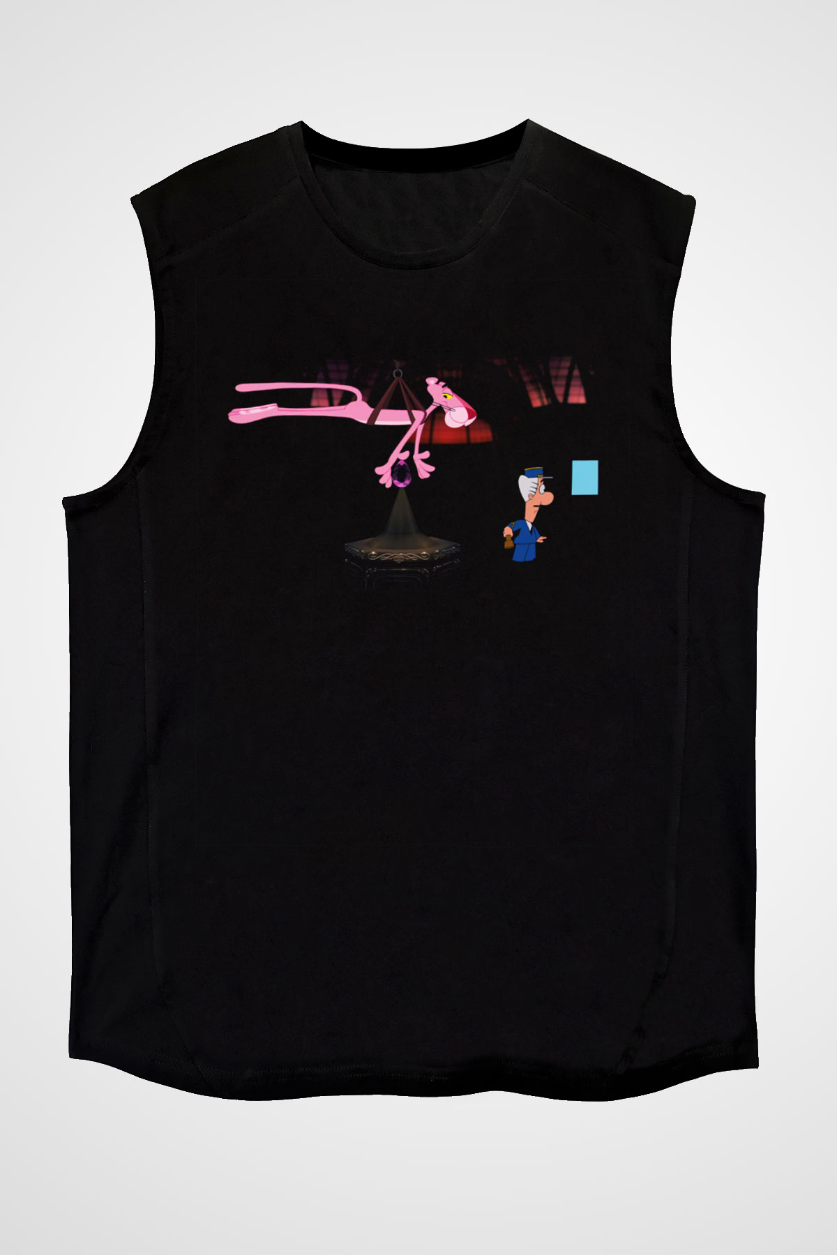 Pink Panther Siyah Unisex Kolsuz Tişört
