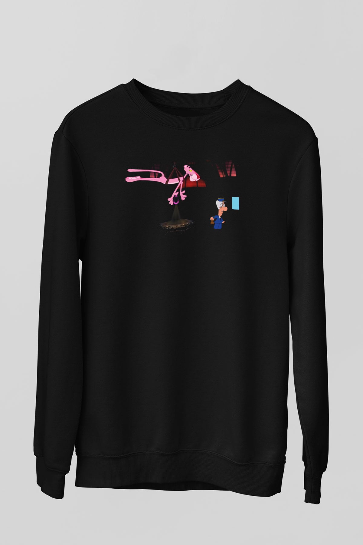Pink Panther Siyah Unisex Sweatshirt
