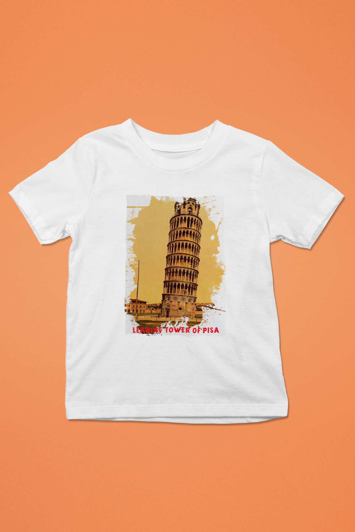 Pisa Kulesi Beyaz Unisex Çocuk Tişört