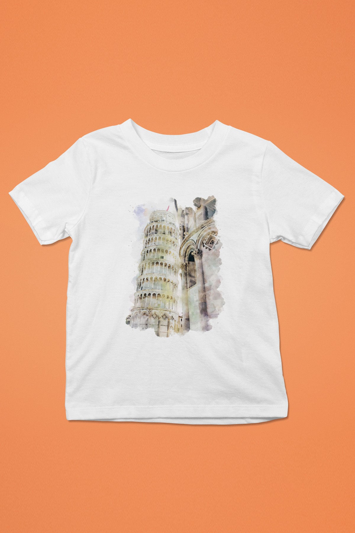 Pisa Kulesi Beyaz Unisex Çocuk Tişört