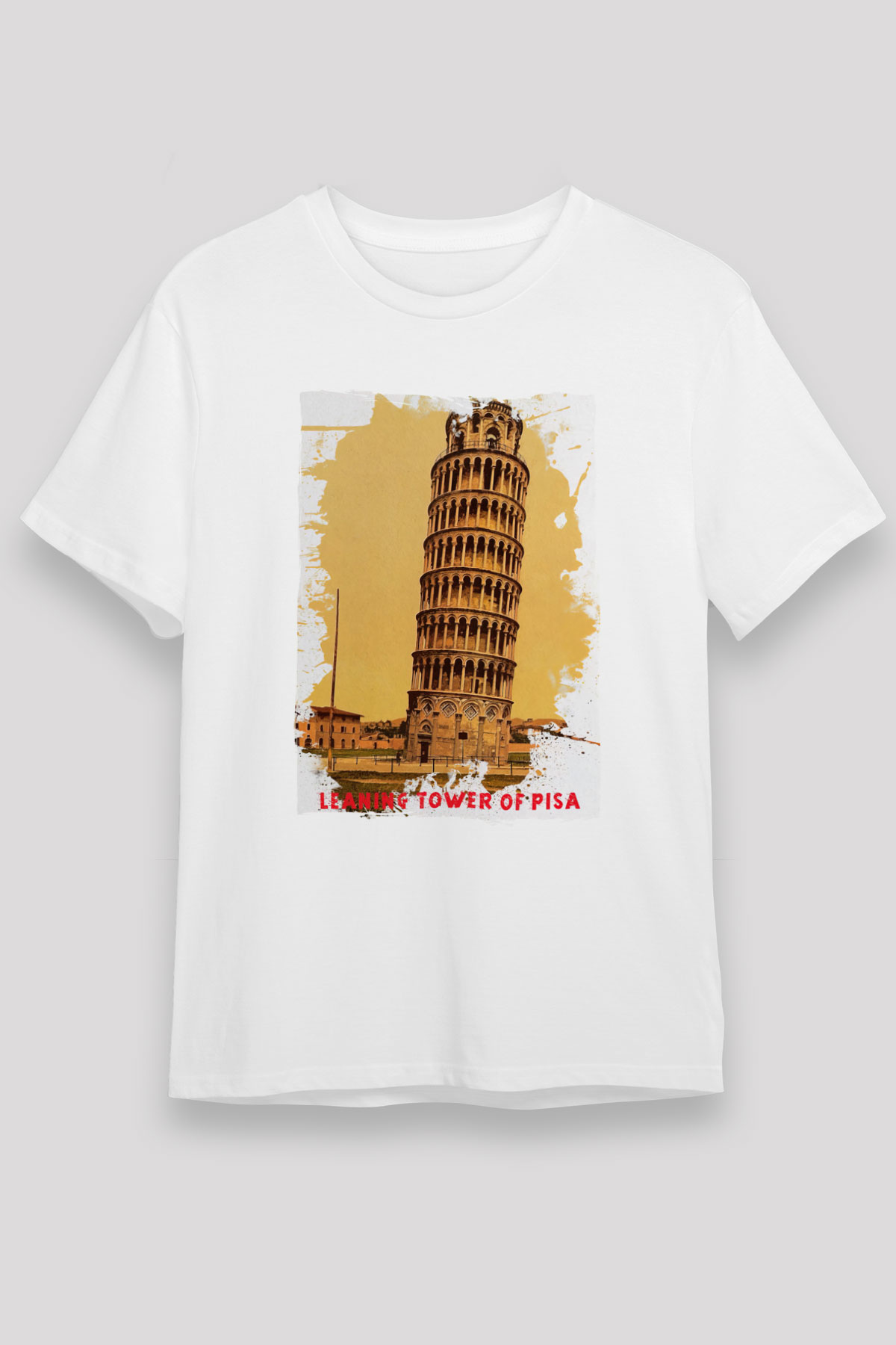Pisa Kulesi Beyaz Unisex Tişört T-Shirt - TişörtFabrikası