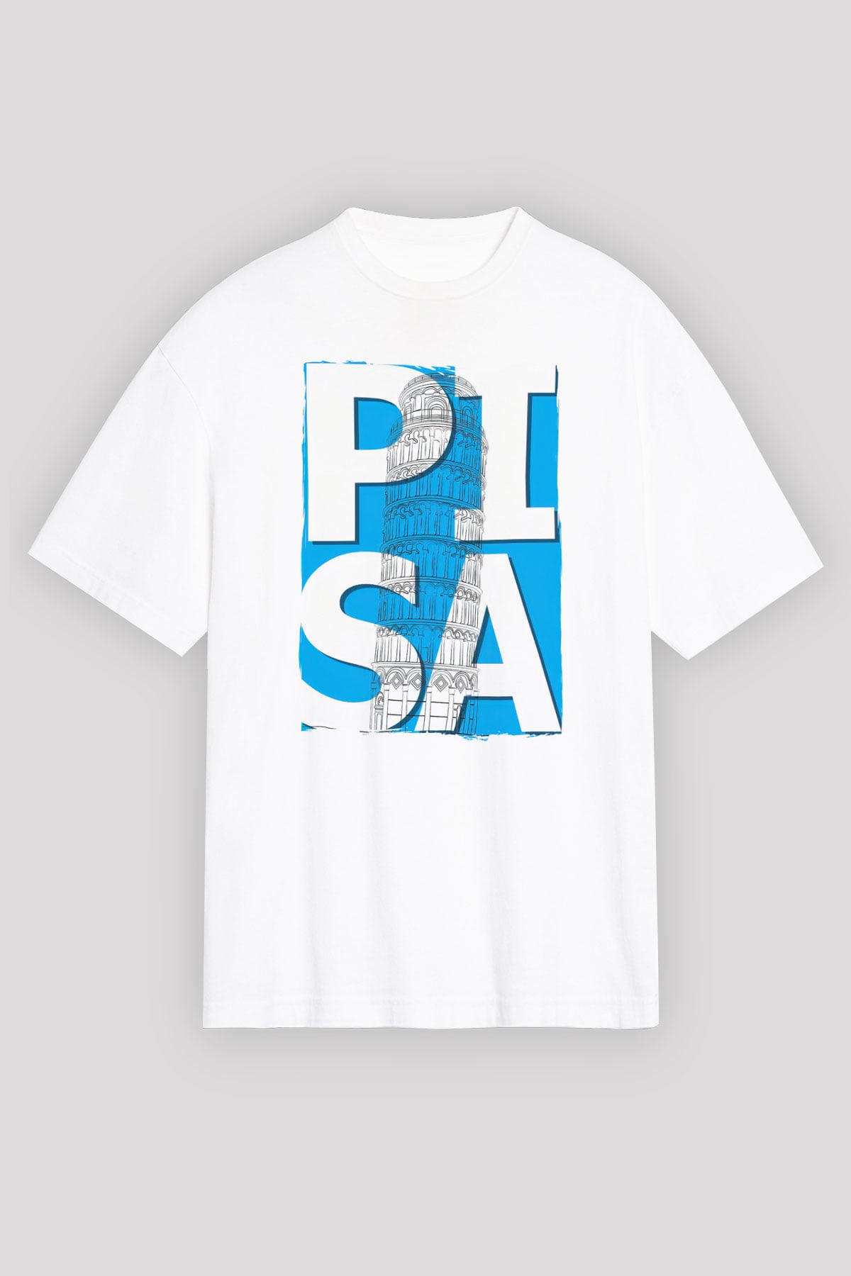 Pisa Kulesi Beyaz Unisex Tişört T-Shirt - TişörtFabrikası