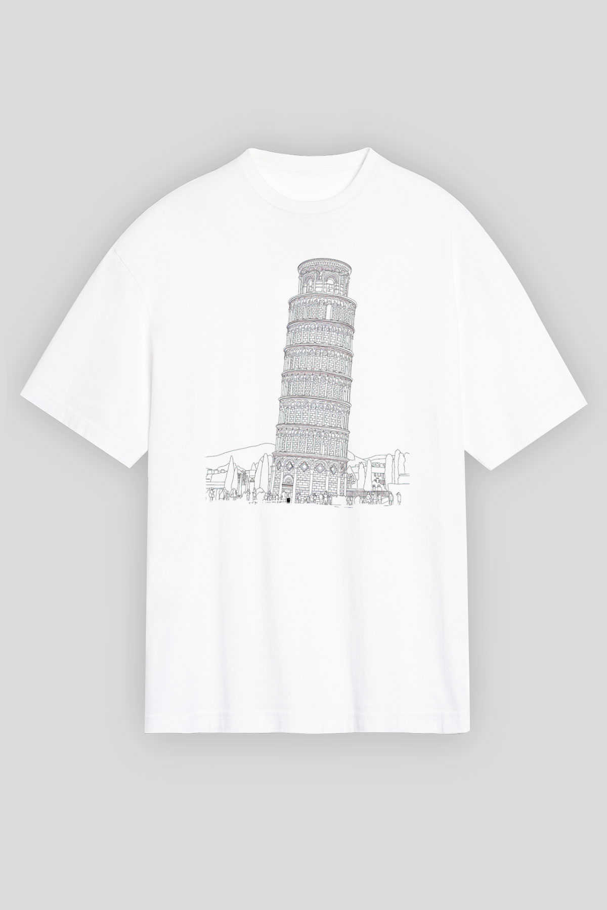 Pisa Kulesi Beyaz Unisex Tişört T-Shirt - TişörtFabrikası