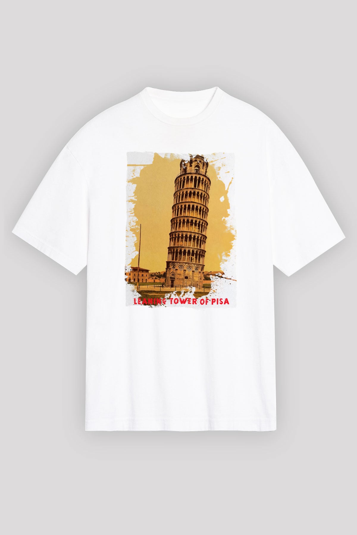 Pisa Kulesi Beyaz Unisex Tişört T-Shirt - TişörtFabrikası