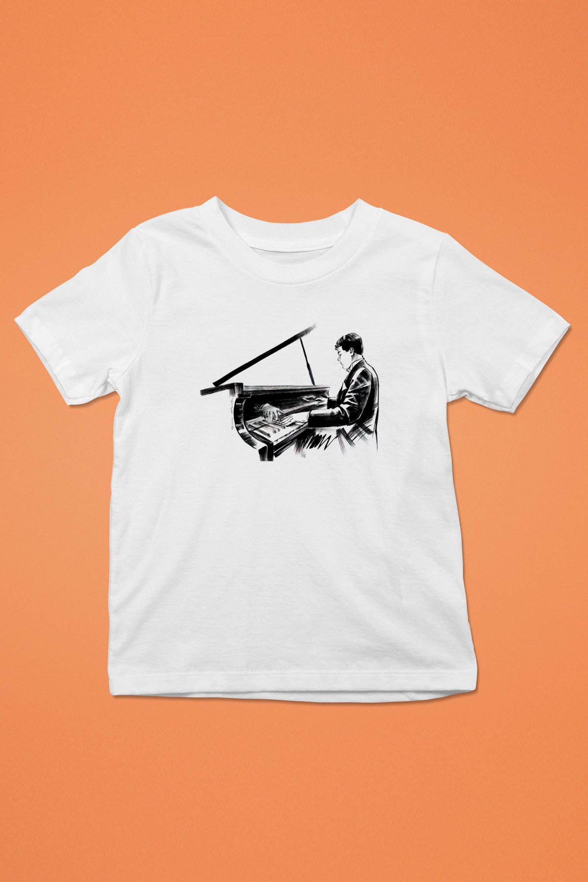 Piyanist Beyaz Unisex Çocuk Tişört
