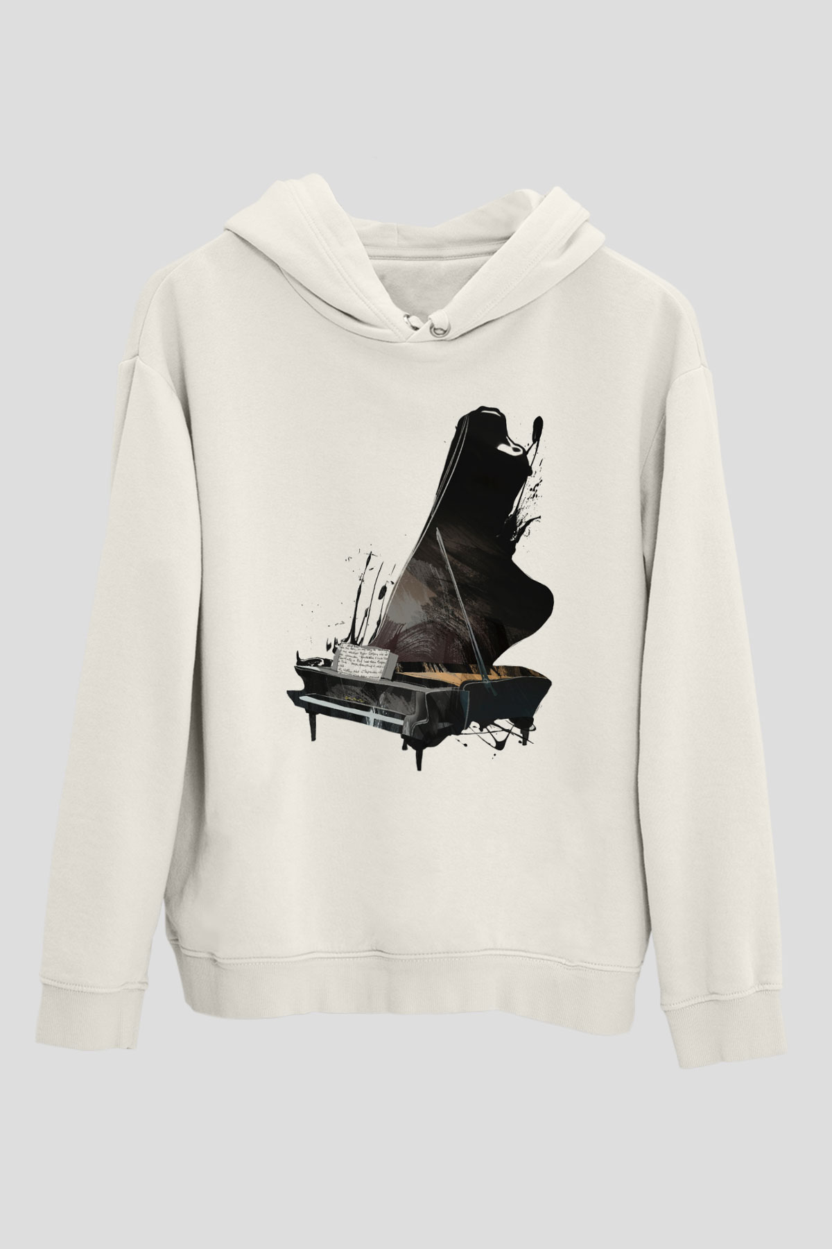 Piyanist Beyaz Unisex Kapşonlu Sweatshirt