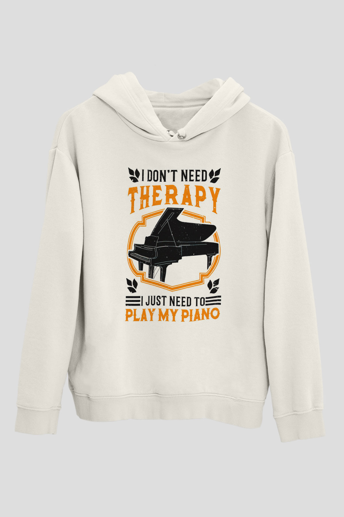 Piyanist Beyaz Unisex Kapüşonlu Sweatshirt