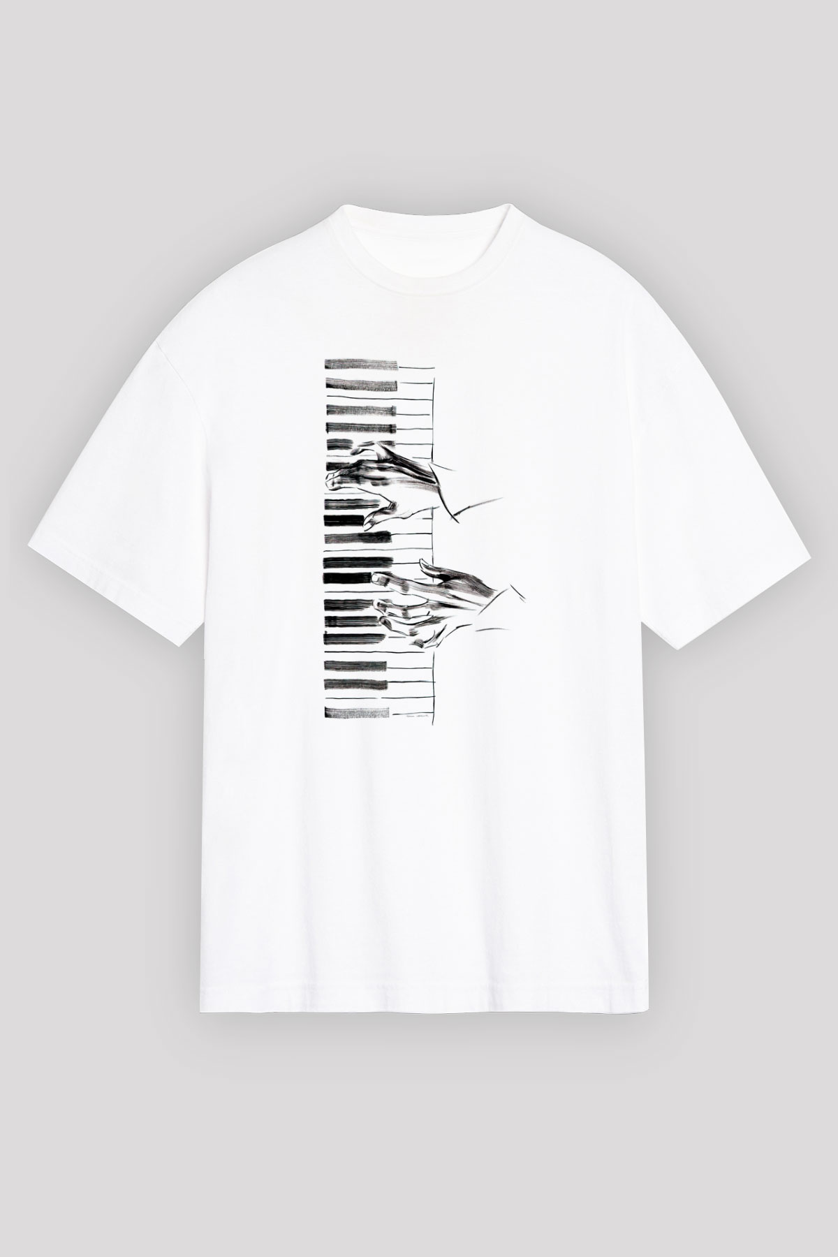 Piyanist Beyaz Unisex Tişört T-Shirt - TişörtFabrikası