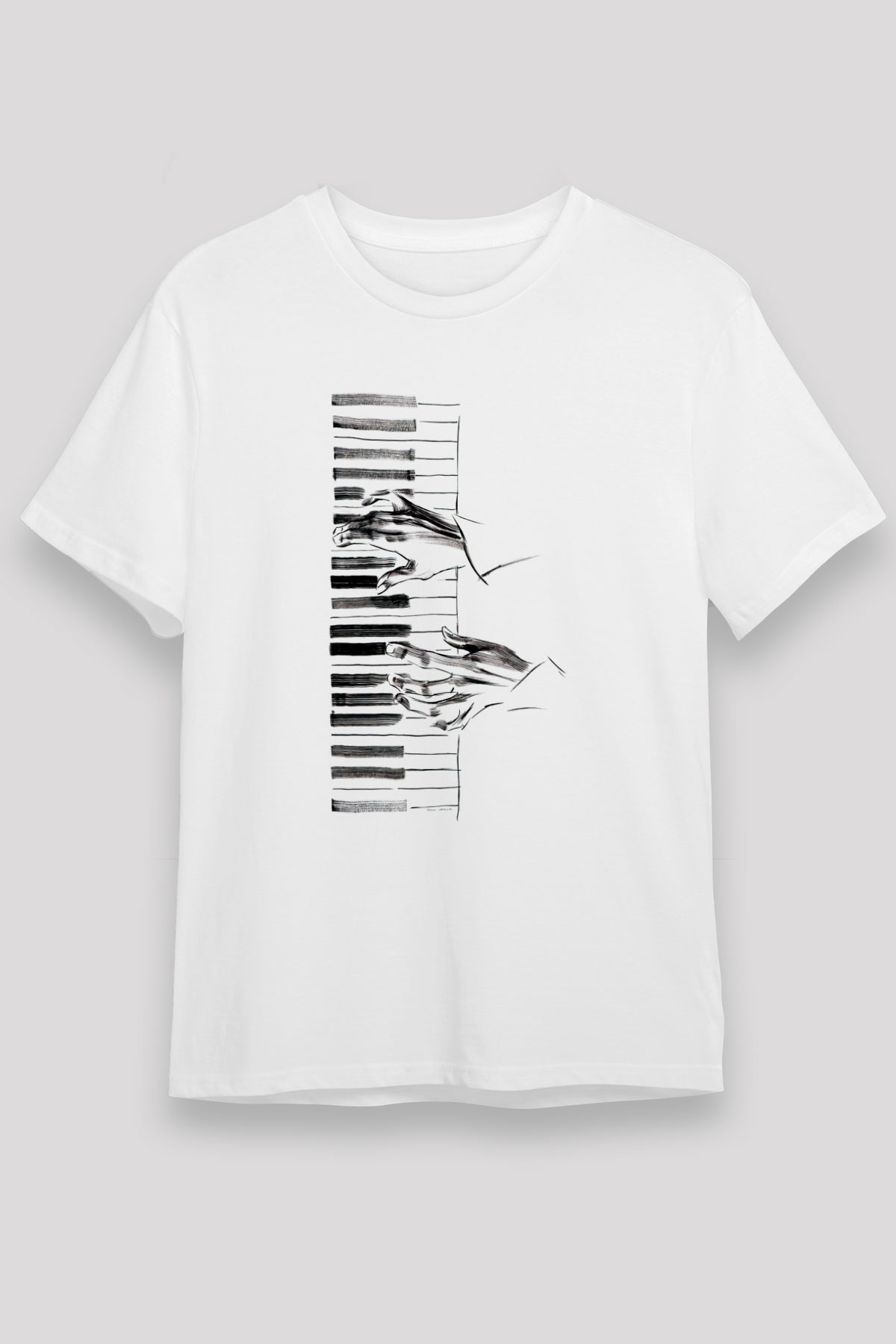 Piyanist Beyaz Unisex Tişört T-Shirt - TişörtFabrikası