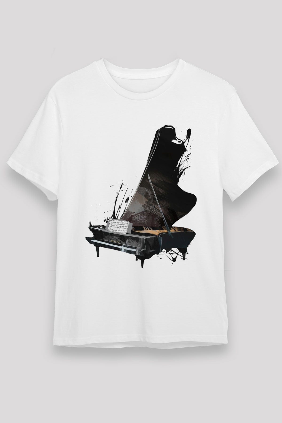 Piyanist Beyaz Unisex Tişört T-Shirt - TişörtFabrikası