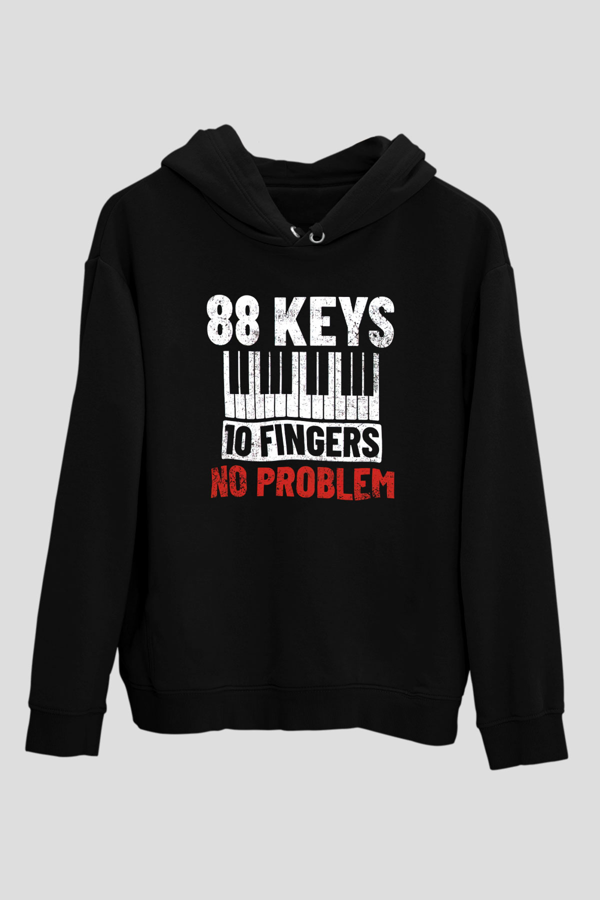 Piyanist Siyah Unisex Kapüşonlu Sweatshirt
