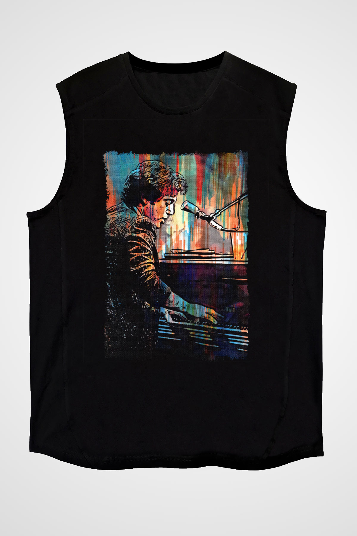 Piyanist Siyah Unisex Kolsuz Tişört