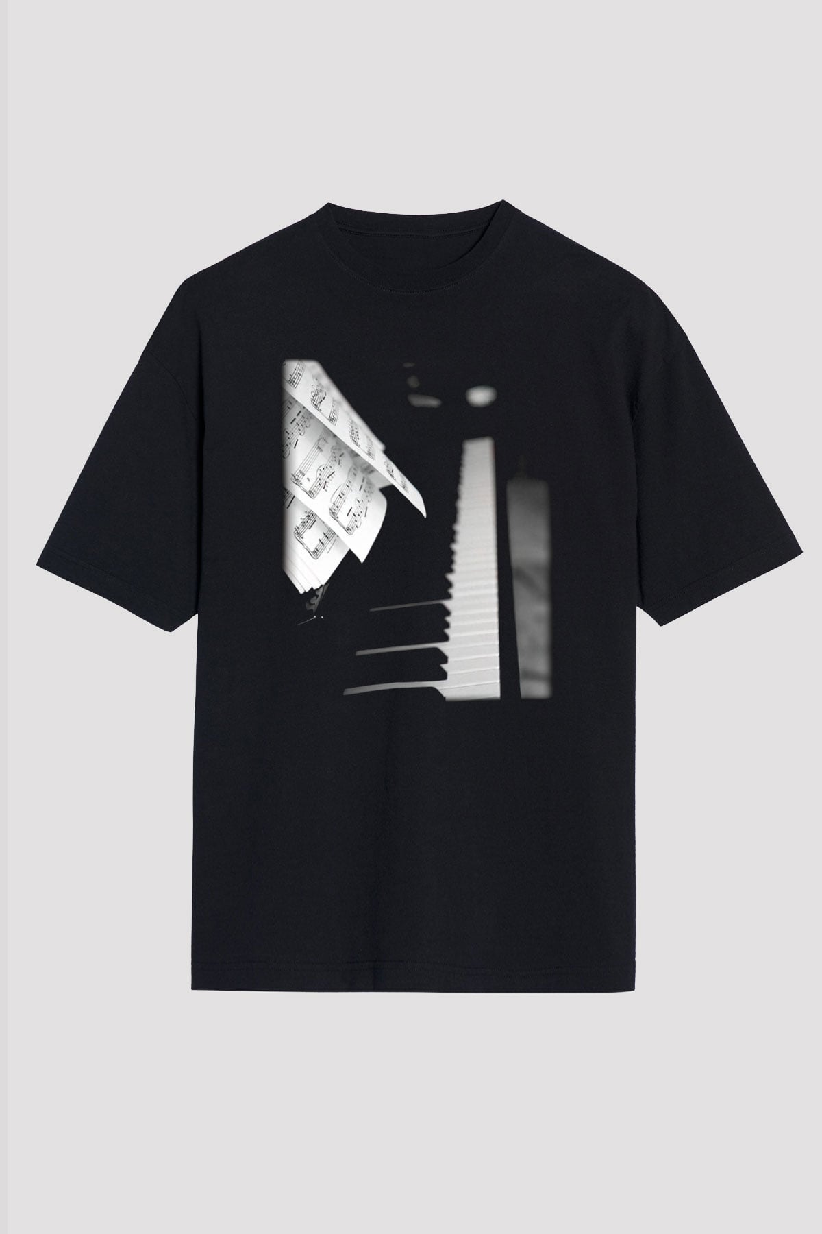 Piyanist Siyah Unisex Oversize Tişört T-Shirt