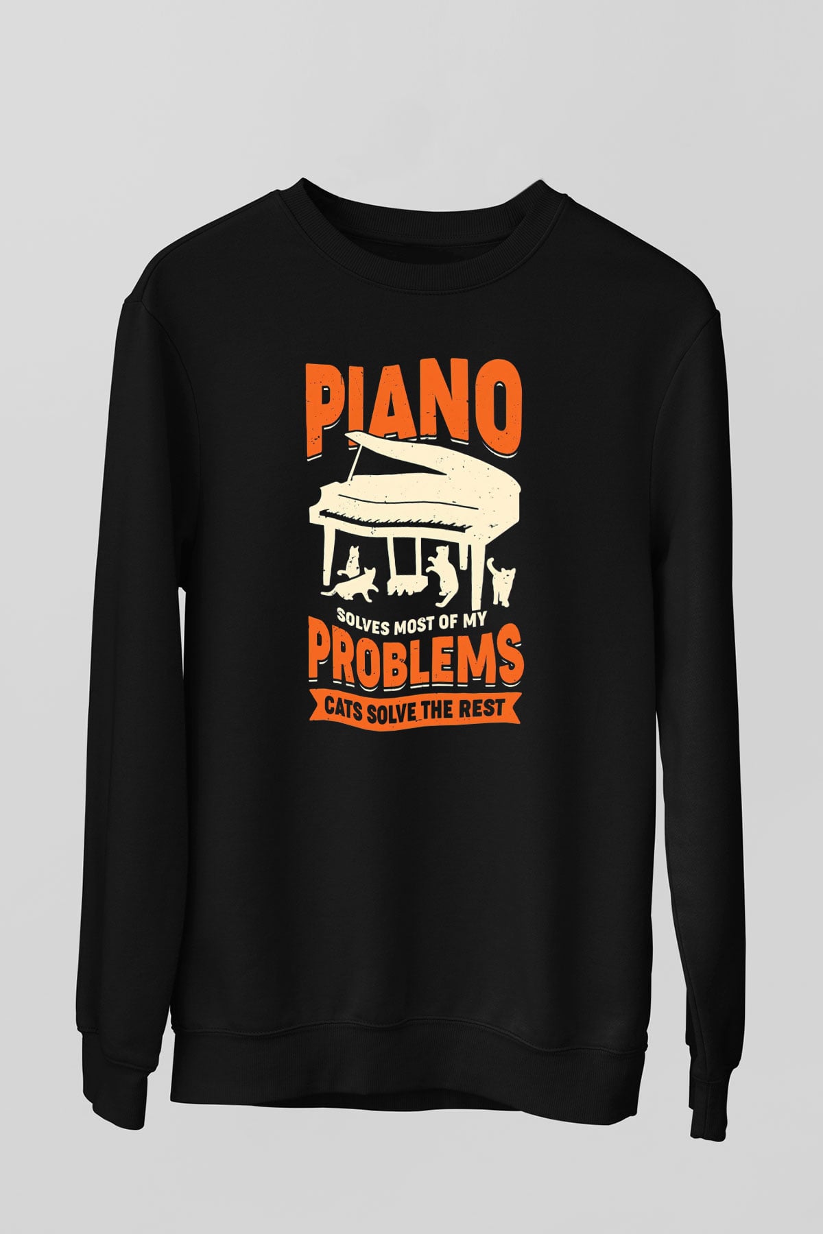 Piyanist Siyah Unisex Sweatshirt