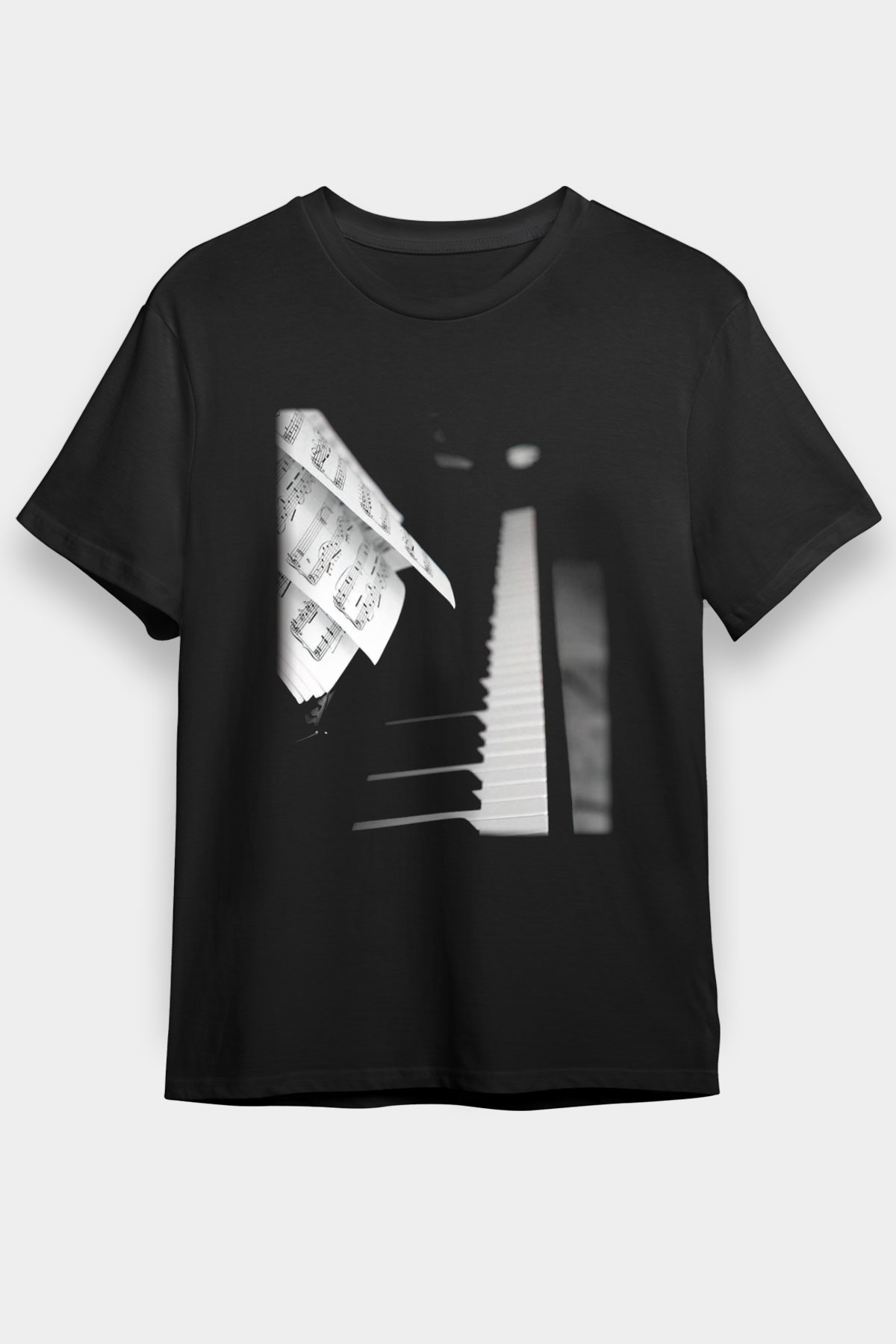 Piyanist Siyah Unisex Tişört T-Shirt - TişörtFabrikası