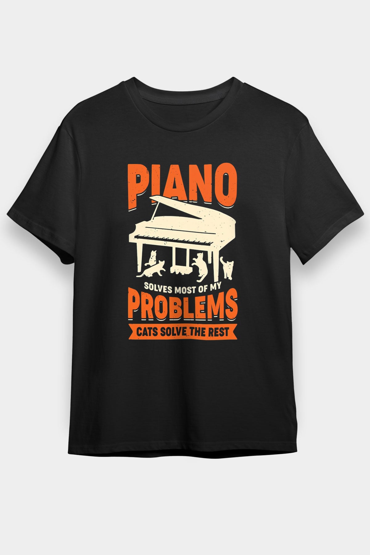 Piyanist Siyah Unisex Tişört T-Shirt - TişörtFabrikası
