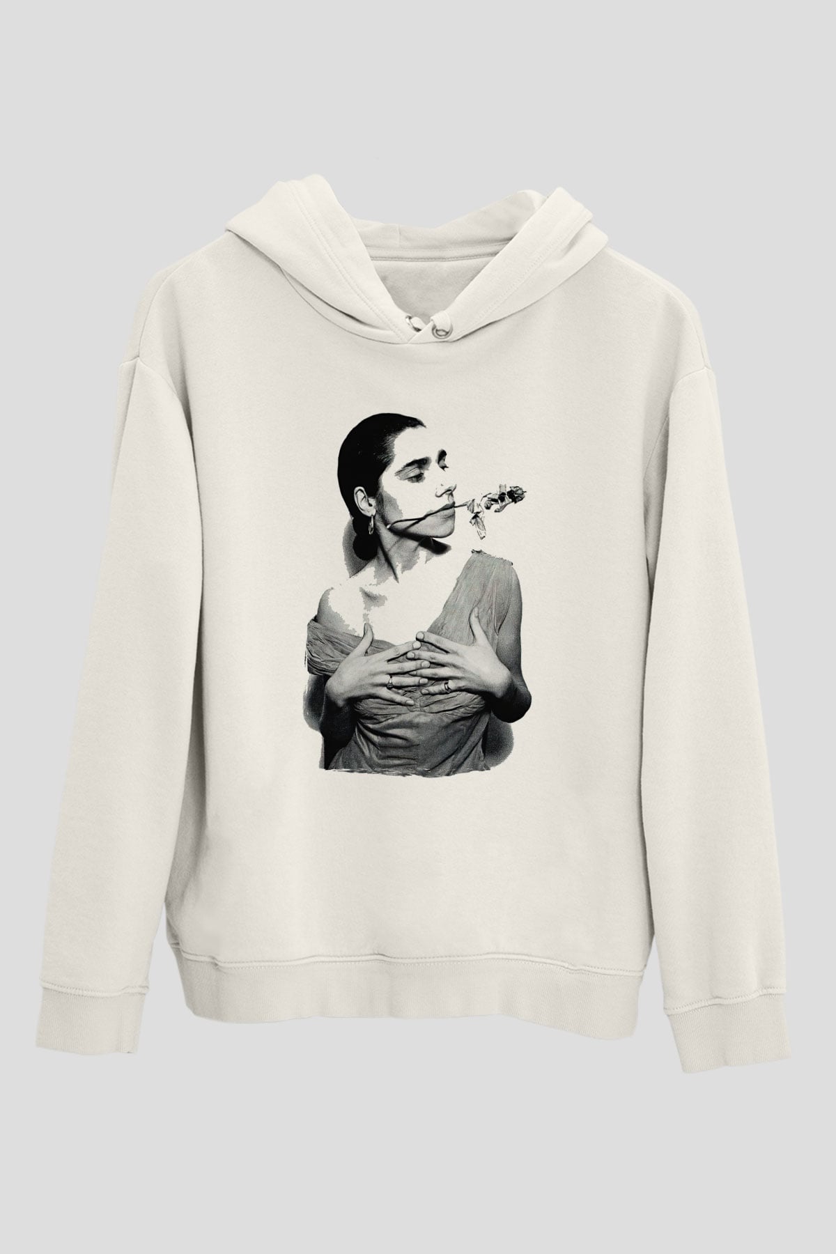 Pj Harvey Baskılı Beyaz Unisex Kapüşonlu Sweatshirt
