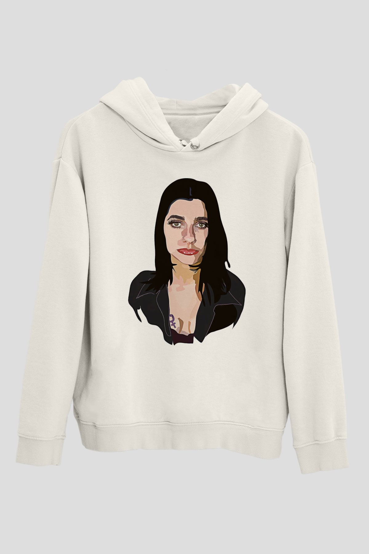 Pj Harvey Baskılı Beyaz Unisex Kapüşonlu Sweatshirt
